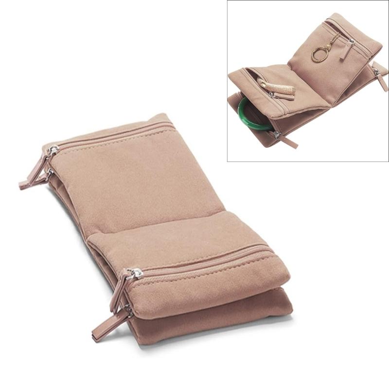 Travels Jewelry Organizers for Women Necklace Holder and Earrings Storage Bag In Pink for Fashionable Travelersr