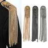 Fashion Brooch Pin Handmade Beads Long Tassel Chain Classical Electroplating Unisex Shoulder Decorative DIY Men Women Epaulette Jewelry Clothing