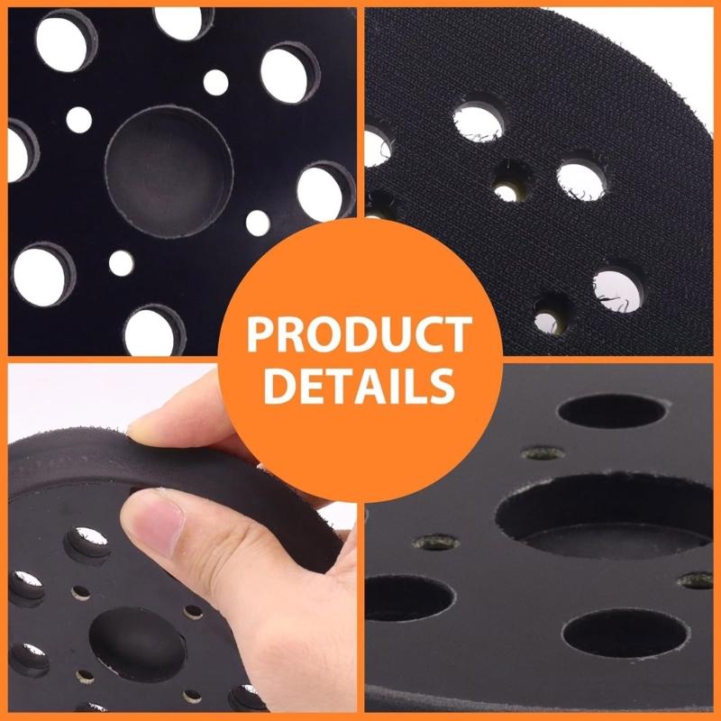 5Inch 8 Hole Replacement Sanding Pad Heavy Duty Rubber Base Plate for Efficient Dust Removal Power Tool Accessories 2pcs