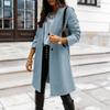 Woolen Coat mid-length Women Outerwear Autumn Winter Lapel Solid Color