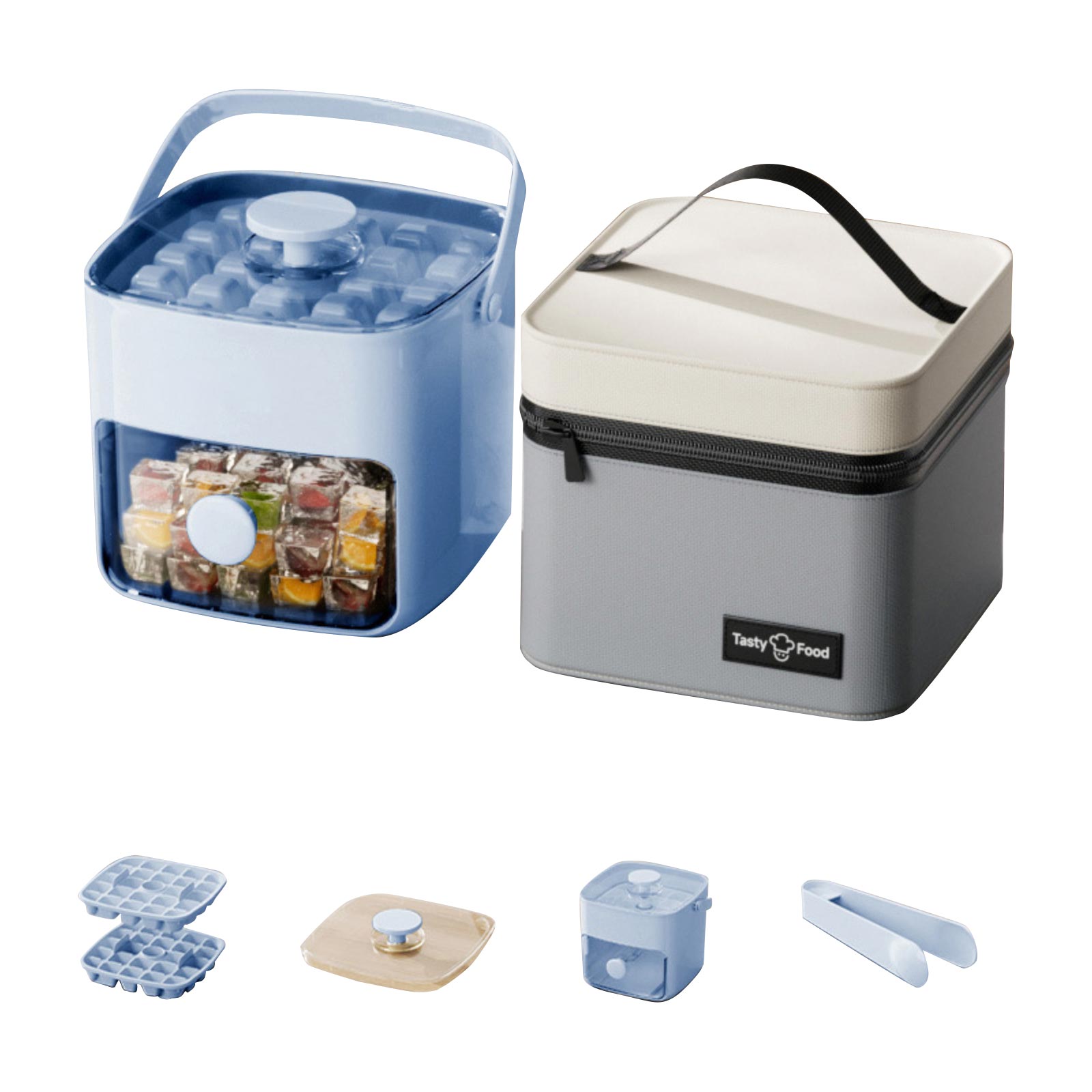 Пресс-форма для льда с крышкой, Формы для льда, 48-слойный аппарат для изготовления льда с прессовой крышкой One Size синий