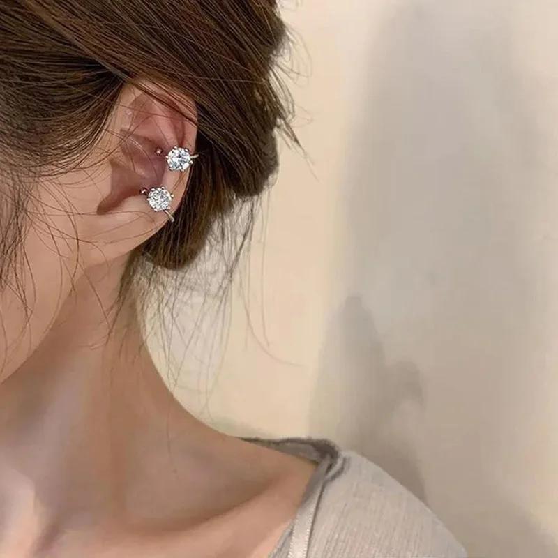 Elegant Shiny Zircon Clip Earrings Adjustable Non Piercing Ear Clips for Women Daily Wear Party Banquet Jewelry Gift New Fashion