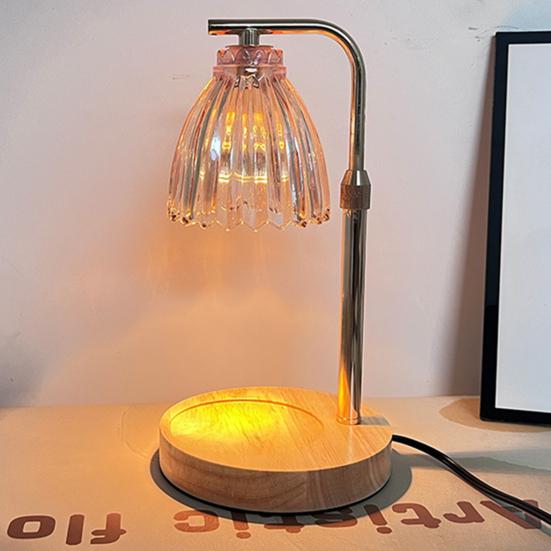 Electric Candle Lamp Warmer Timer Function Soft Glow Flicker Free Dimmable Scented Candle Warmer with Wooden Base