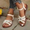 Women Flat Sandals 2025 Summer Hot Women Sandals Bottom Roman Strap Sandals with Non Slip Rubber Soles Ladies Daily Women Shoes