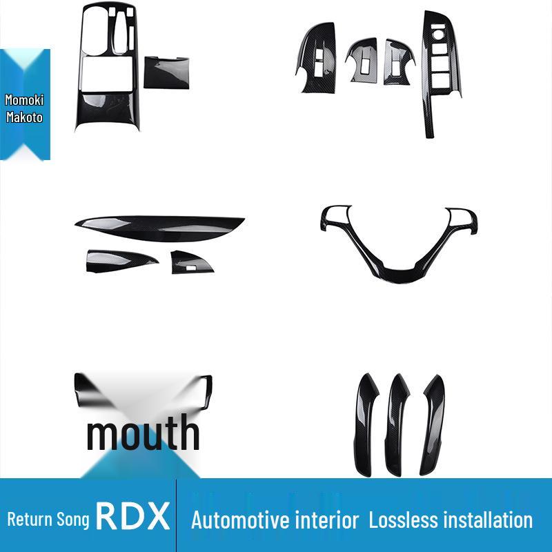 Carbon Fiber Interior Mod Kit for 13-16 Acura RDX: Door Armrest, Glass Switch, Center Console & Gear Sticker