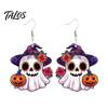 Hypoallergenic Earrings for Sensitive Ears 1 Pair Mexico Day of The Dead Women, Acrylic Unique Holiday Party Wear Flower Ghost Dangle Drop Halloween