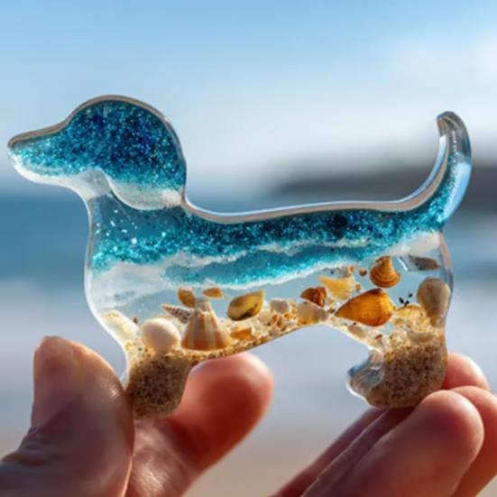 Pocket Hug Animal Acrylic Dachshund Cat Pocket Hug Token Beach-Inspired Fox Wolf Ornament Keepsake Gift for Loved Ones Friends