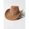Western cowboy style faux suede hat Vintage metal decorative hollowed-out belt accessory Stage Performance Outdoor Party