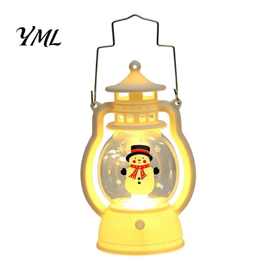 Xmas Window Ornament Christmas Lantern Night Light, Retro Santa/Snowman/Tree Handheld Oil Lamp with Festive Party Decoration Warm LED, Cute