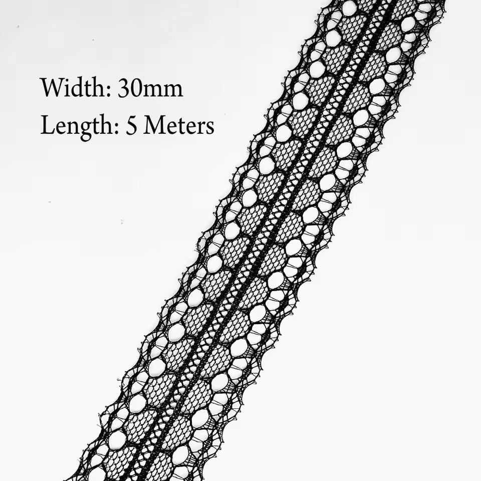 5 Meters White & Black Lace Ribbon Assorted Floral Trims for Gift Wrapping Christmas Wedding Decor DIY Crafts Sewing Accessories