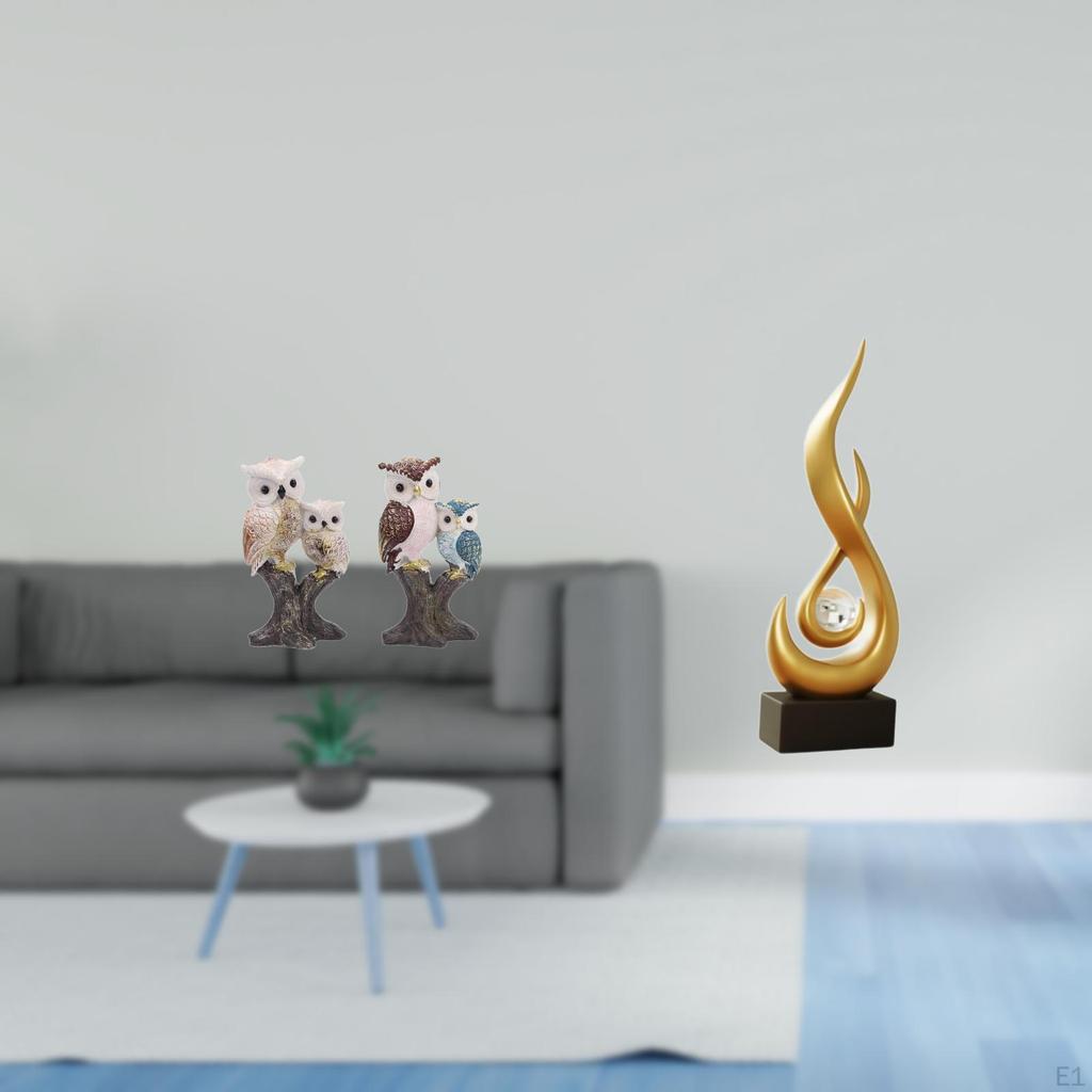 Owl Flame Sculpture Realistic Animal And Abstract Fire Figurine Modern Ornament for Office Living