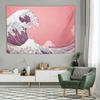 Japanese Ukiyo-e Wave Tapestry, Pink Mount Fuji Wall Hanging for Bedroom Dorm Living Room Decor