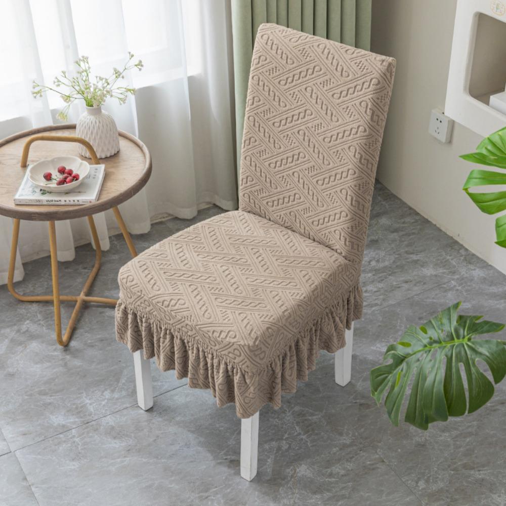 Stretchable Chair Covers Skirt Style Universal Dining Seat Cushion Set with Backrest for Home