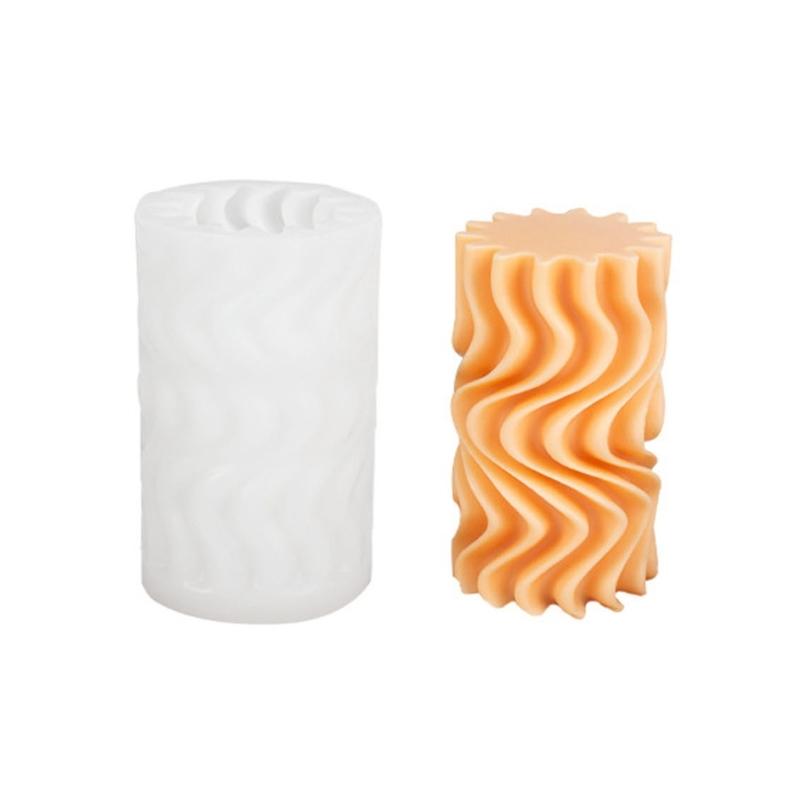 

3D Geometric Cylindrical Silicone Candle Mold Handmade DIY Aromatherapy Candle Wax Clay Craft for Home Wedding Dinner