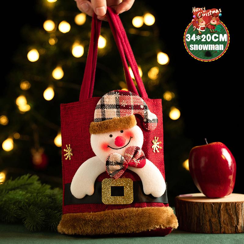 Santa Claus Snowman Deer Christmas Gift Bag for Childrens Candy Presents Holiday Party Favor Decorative Handbag