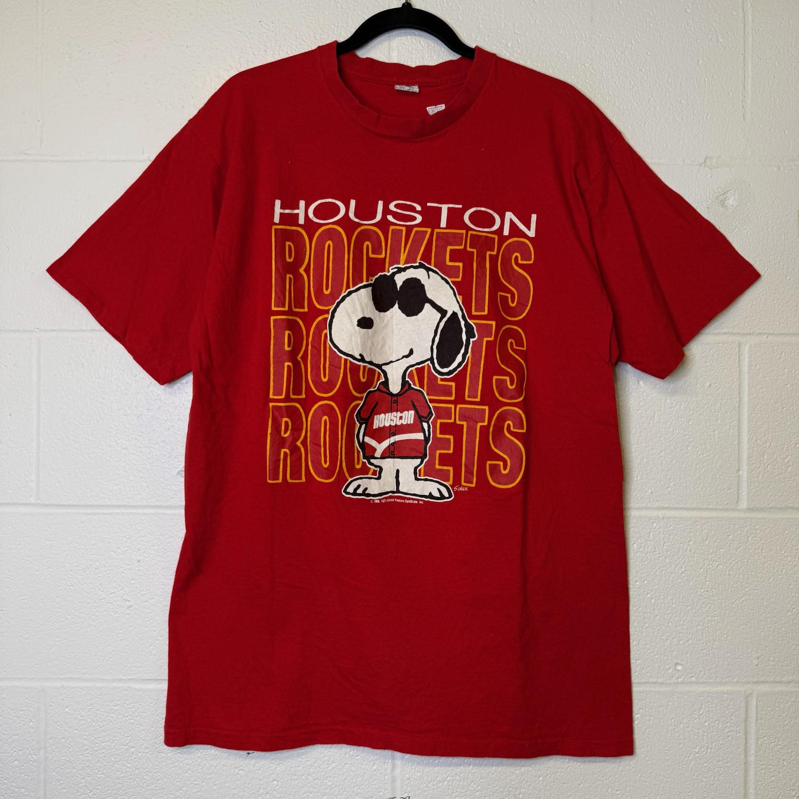 90s Houston Rockets Snoopy Peanuts T shirt Sz XL (B2568) S