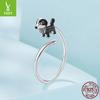 Cute Pet Dog Open Ring S925 Sterling Silver Cute Pet Animal Dog Ring Charm