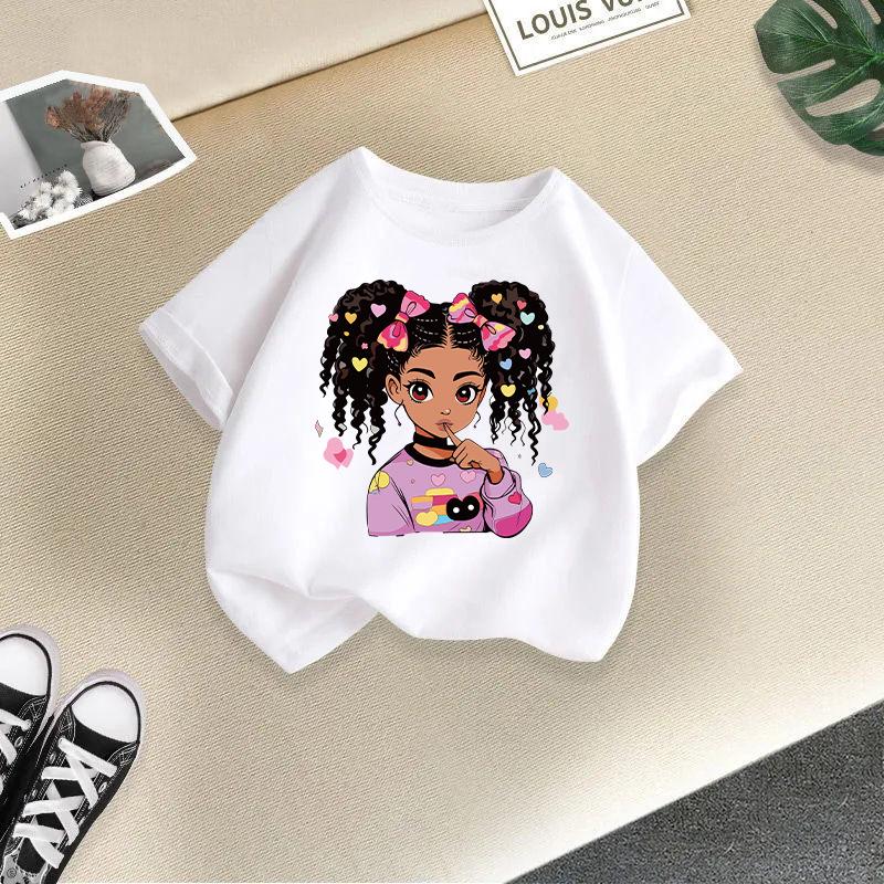 Girls' Cartoon Print Casual Round Neck Short-Sleeve T-Shirt - Summer Collection