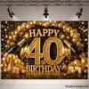 Fondo 2D para Fiesta de 40 Cumpleaños, Tema Negro y Dorado con Botellas de Champán para Decoración de Fiesta