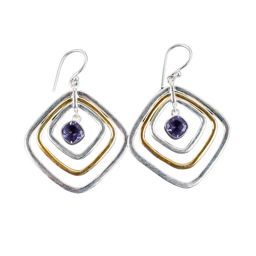 Iolite Gemstone 925 Sterling Silver Handmade Jewelry Earrings2.44" Gift For Her EE-70-2