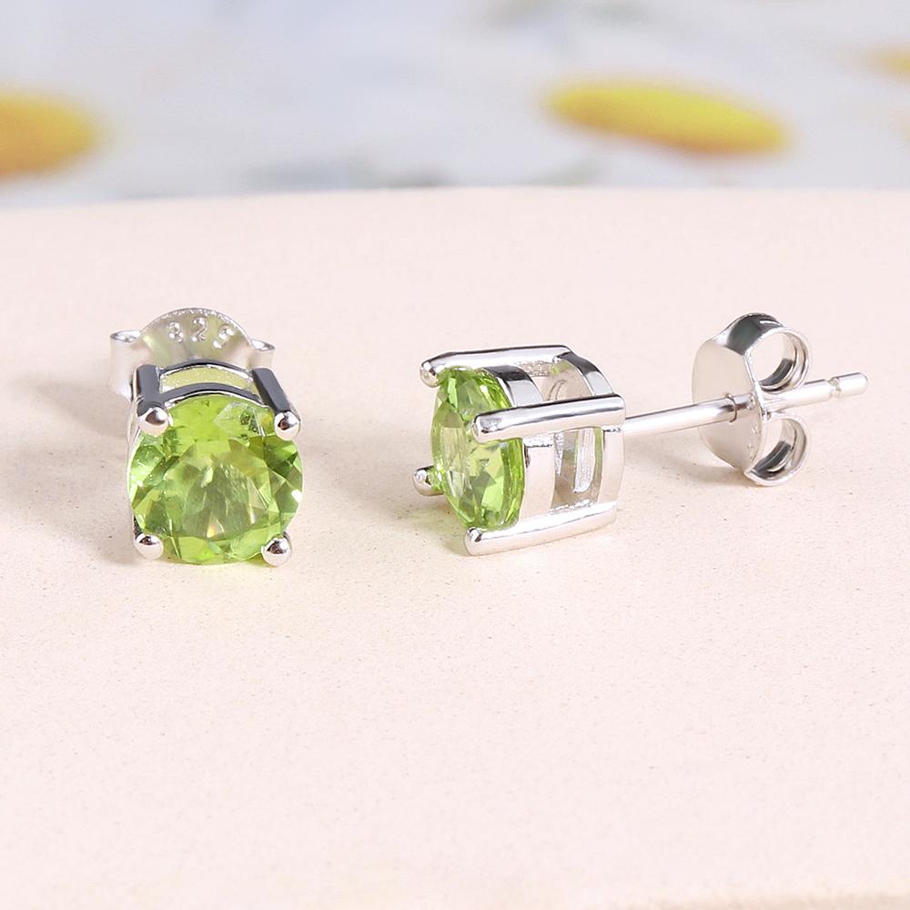 

Простые серьги с драгоценными камнями, круглые 6 мм, натуральный топаз, гранат, перидот, серебро 925 пробы, ювелирные изделия, подарок, bolaijewelry s зелёный