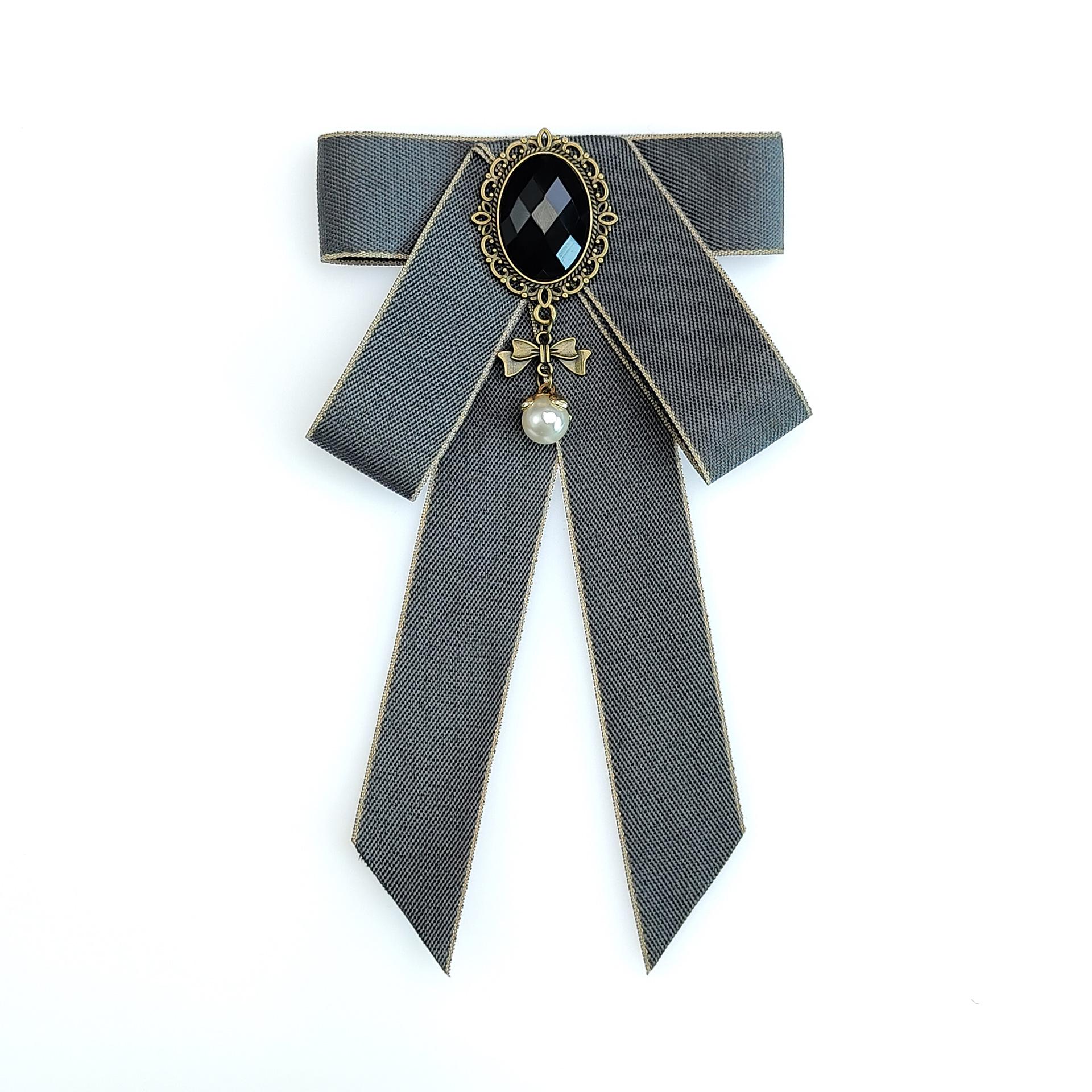 

Solid Color Casual Flowy Shirt with Bow Tie and Flower Brooch