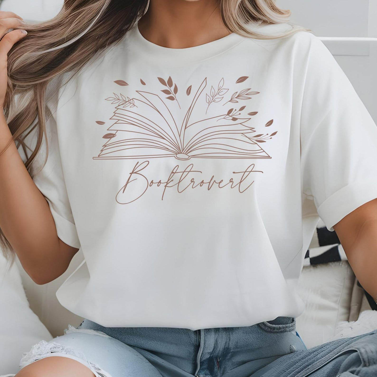 Booktrovert Wildflower T-Shirt, Book Lover Shirt, Reading Shirt S