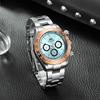 Paulareis Automatic Watches Self Wind Mechanical Gold Stainless Steel Glacier Ice Blue Dial Chestnut Brown Bezel Luminous Men Watch RL01