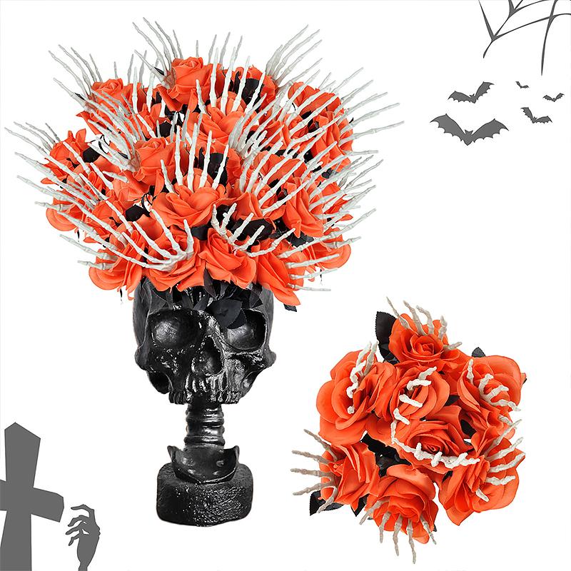 1PC Halloween Decorations Gothic Table Centerpiece Outdoor Decoration Roses with Hand Bones Halloween Multiple Options Available