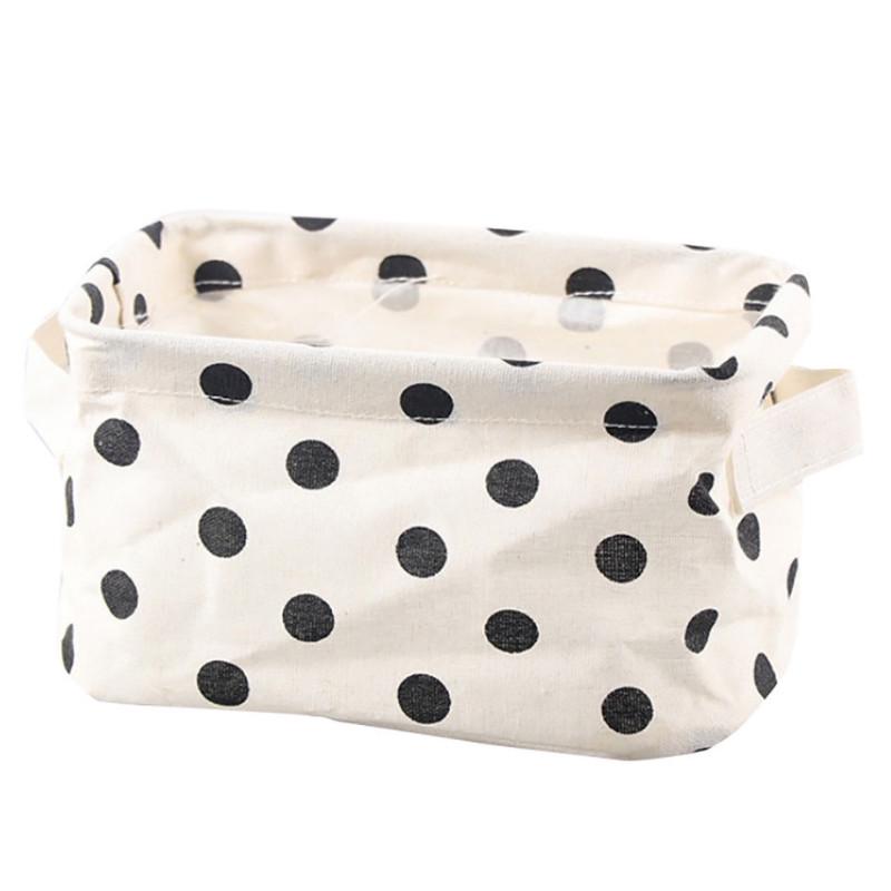 Cotton Linen Desktop Storage Basket Sundries Storage Box with Handle Linen Desk Container