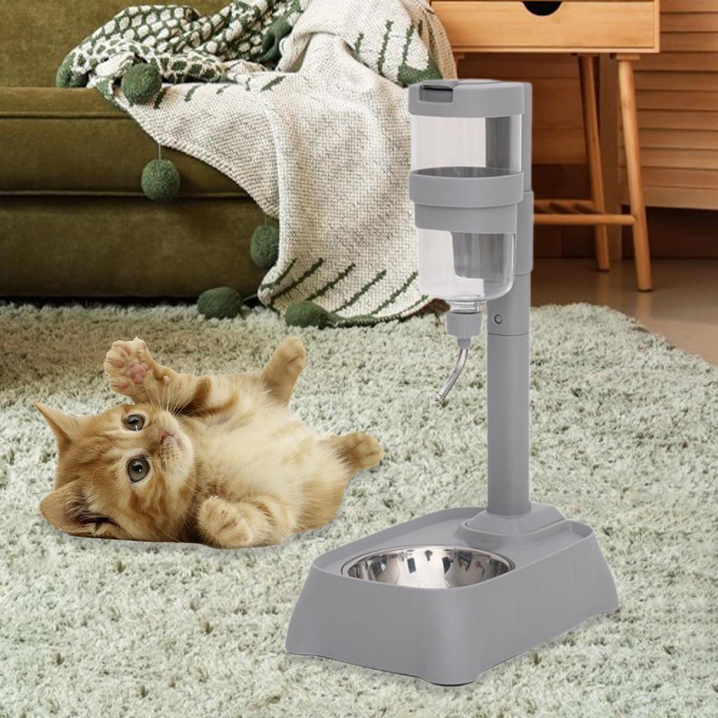 Pet Feeder and Waterer, Pet Standing Water Dispenser, 2 in 1 Food Container, Automatic Food Feeder, Dog Bowl for Rabbits Cat