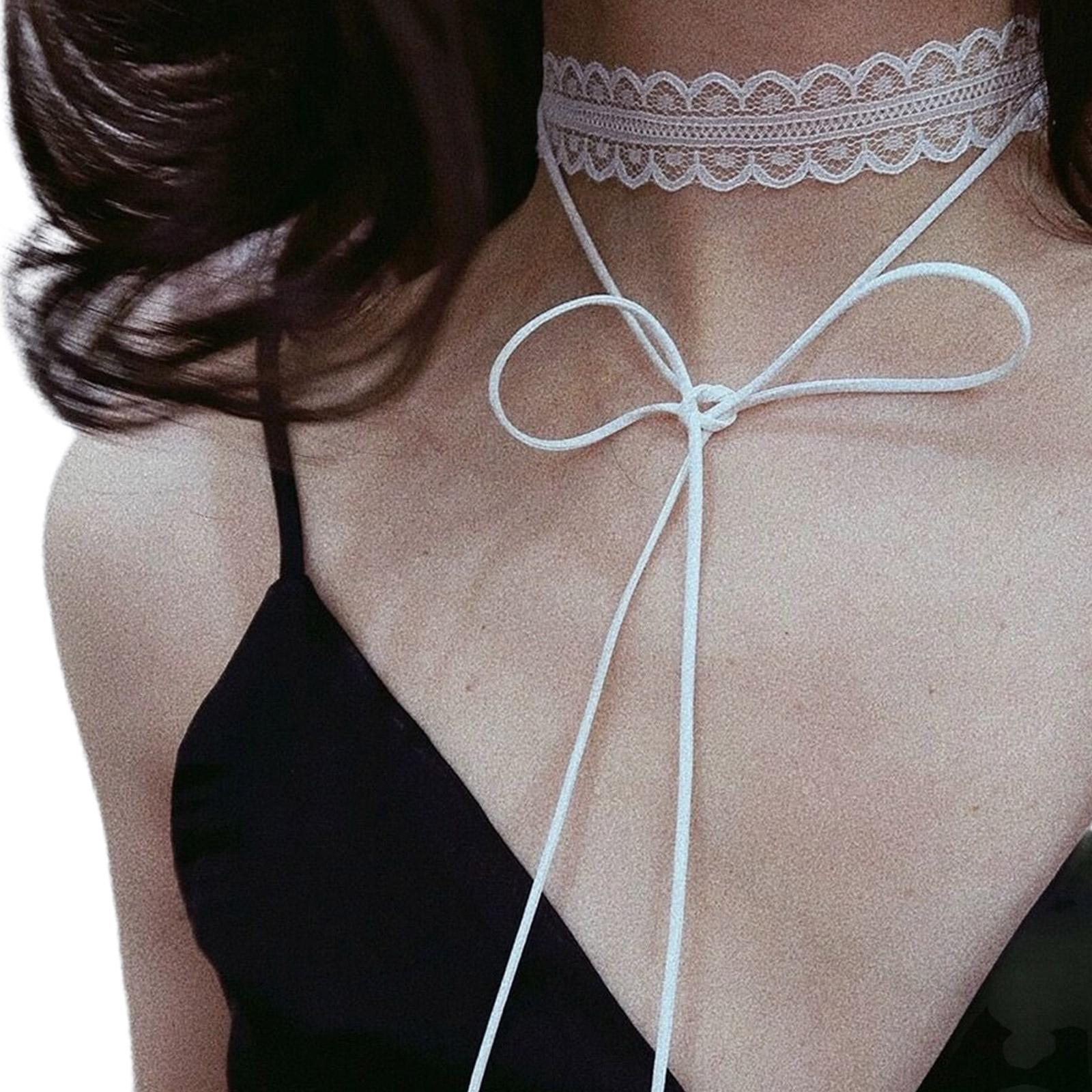 

Женский тонкий кружевной чокер-шарф, свадебный шейный платок, легкий шарф, кружевная цепочка на ключицу для банкетов, декоративный шарф белый