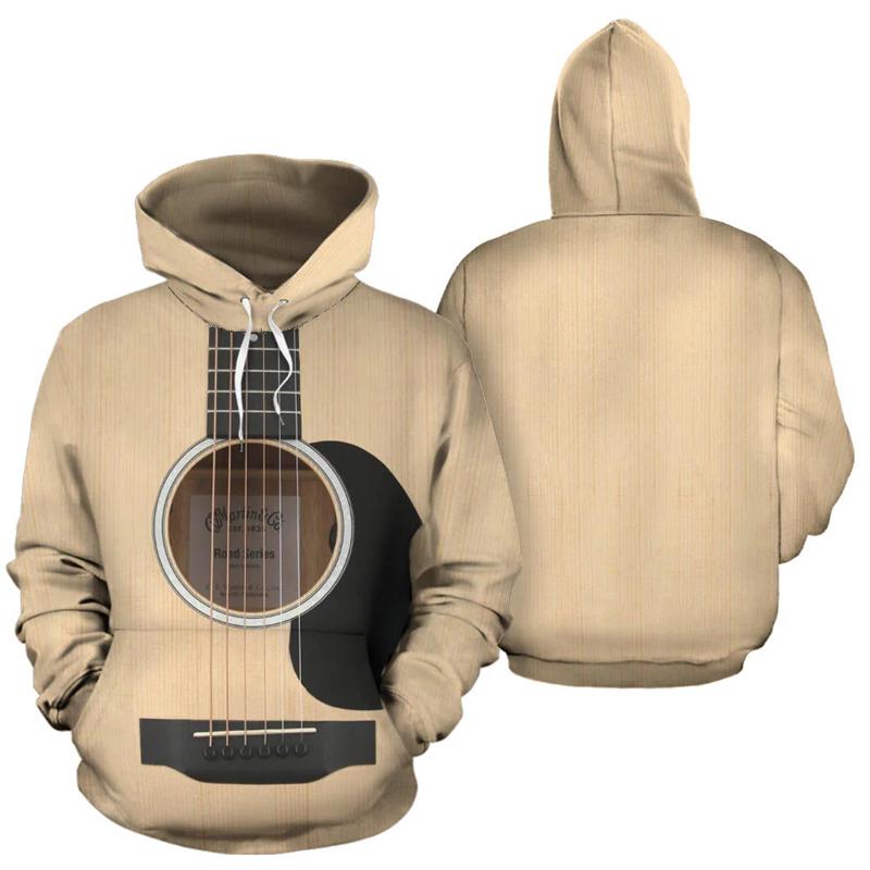 Men Hoodie Guitar Instrument 3D Printed Graphic Pullover Spring Autumn Fashion Harajuku Long Sleeve Streetwear Men Tops