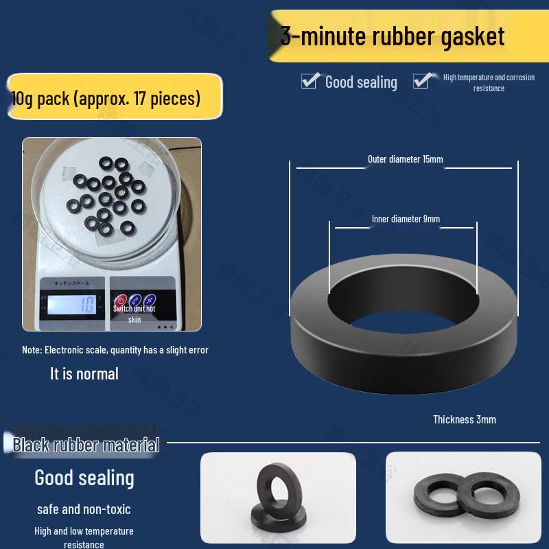 Rubber Flat Washer Set: Waterproof Pads for Shower Hoses and Faucets - Sizes 3/8", 1/2", 3/4", 1