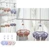 Portable Round Clothes Drying Rack With Multiple Clips Ideal For Indoor Use