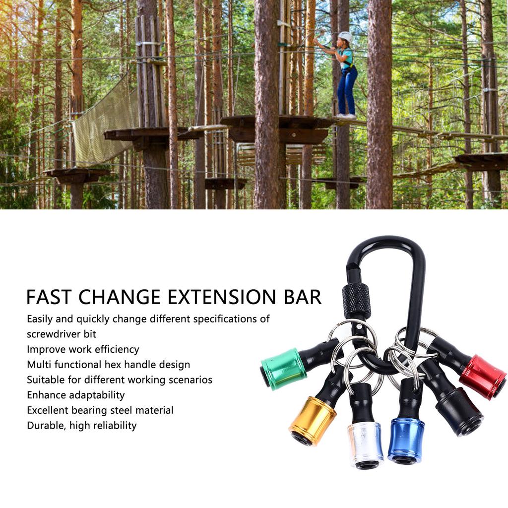 Keychain Drill Screw Adapter 1/4in Hex Shank Screwdriver Bit Holder Portable Fast Change Extension Rod Bar