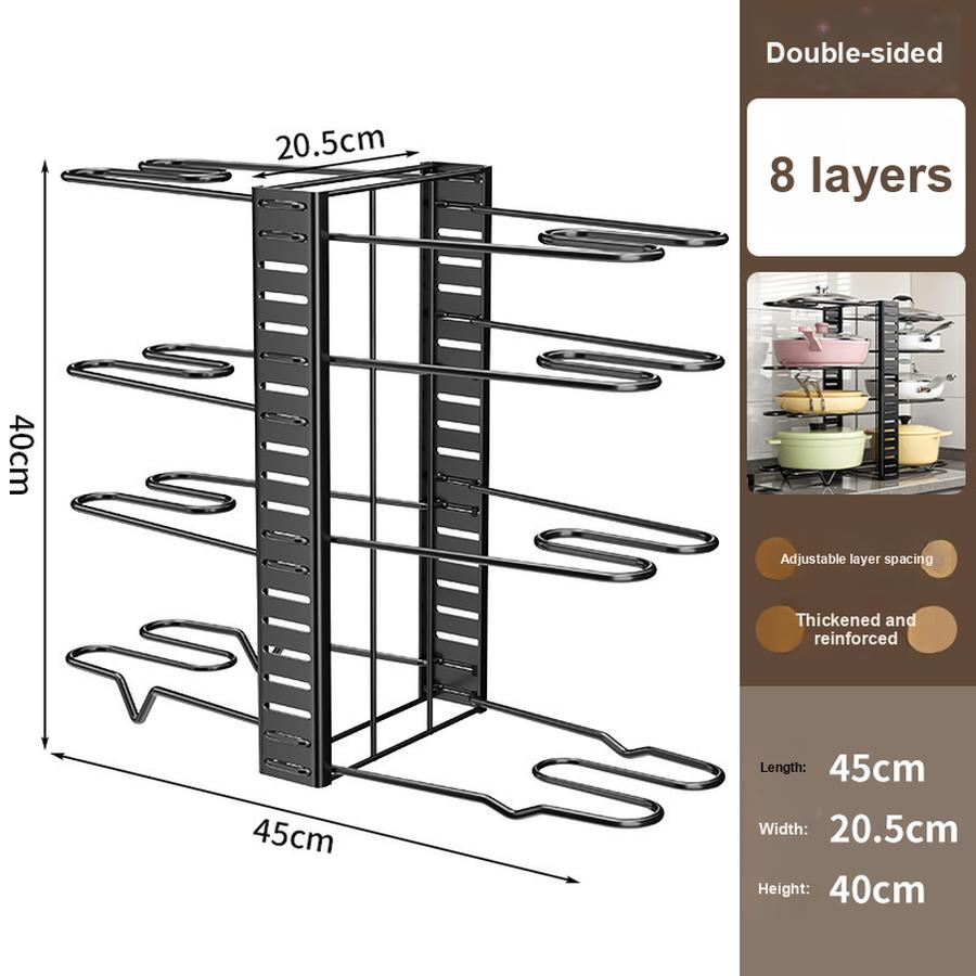 Kitchen Shelf Pot Organizer Multi-Layer Adjustable Pot Rack Storage Shelves for Under Sink Cabinet