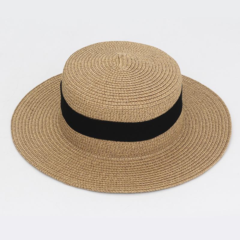 20 Color Square Buckle Round Straw Hat Summer Travel Sunshade Breathable Cap