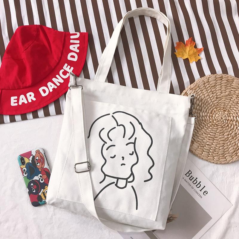 New canvas bag women's trend simple fashion women's bag shoulder bag fresh element handbag