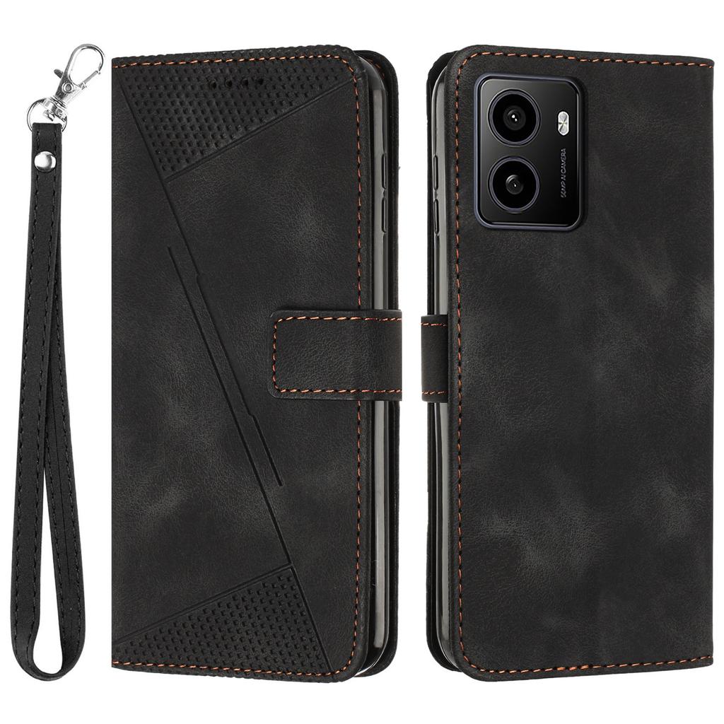 For HMD Pulse/Pulse Plus/Pulse Pro Case Triangle Pattern Leather Phone Cover with Hand Strap Card Slots
