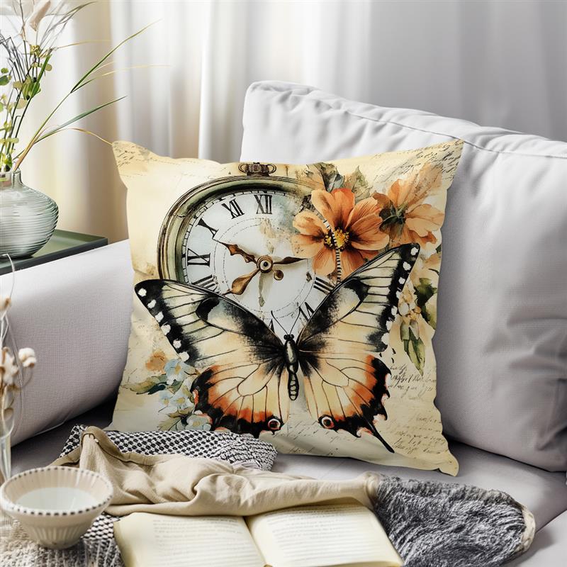 1Pc Flower Butterfly Pillow Cover For Home Living Room Bedroom Sofa Office Decorative Pillowcase Soft Throw Pillows 45X45Cm