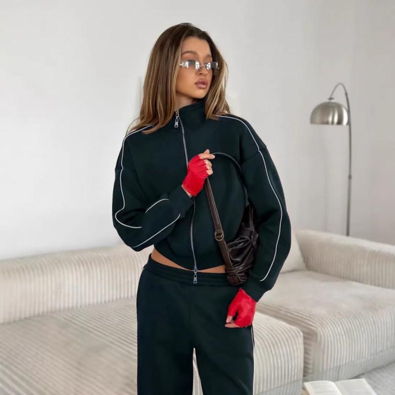 Independent Station New INS Fashion Casual Women's Line Long Sleeve Cardigan Loose Pants Suit