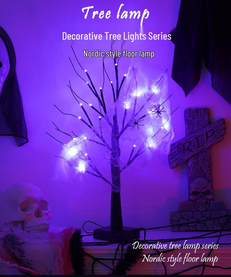 Halloween LED Tree Lights: Purple & Orange Ghost Decorations, 2025 Festival Atmosphere.