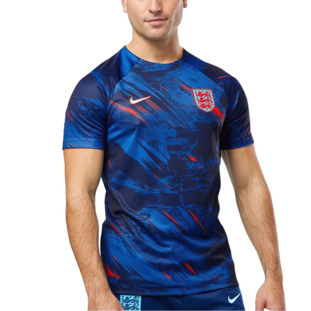 Nike England Nationalmannschaft Katar Fußball-Weltmeisterschaft Trainings-Sportlogo Rundhals Kurzarm T-Shirt Herren Tops Marineblau DM9547-492