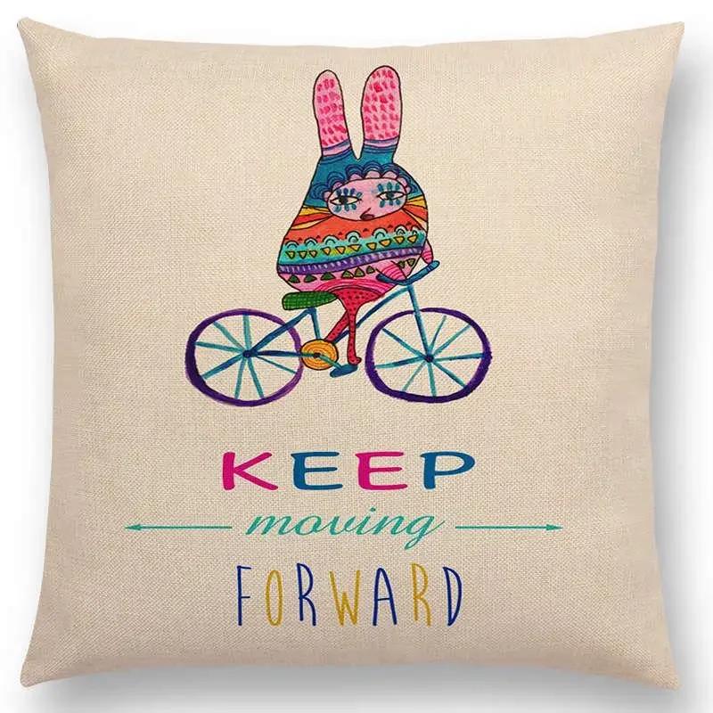 Cartoon Sofa Überwurf Kissenbezug Bunte Tiere Vogel Katze Reh Pfau Eule Blumen Lied Kissenbezug