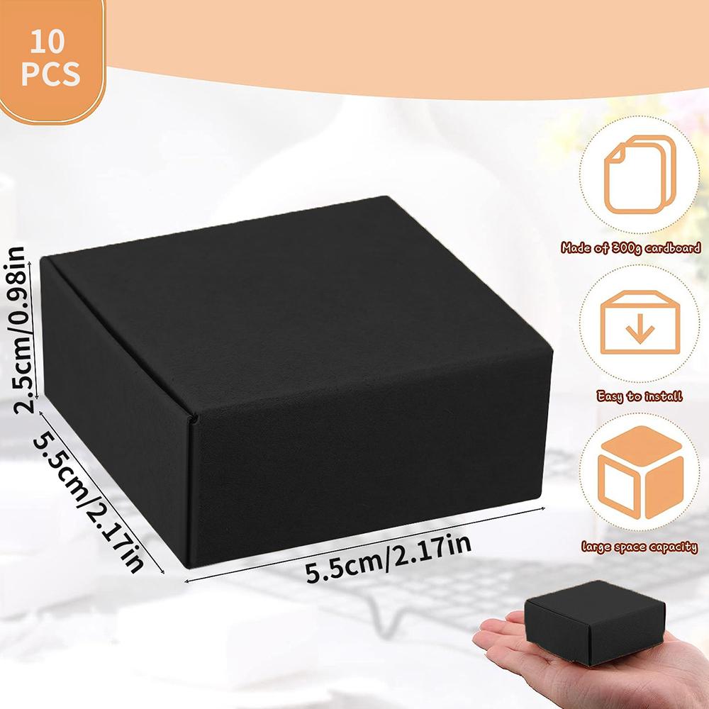10Pcs Small Kraft Paper Gift Boxes 2.16'' X 2.16'' X 0.98'' for Ornaments Earring Jewelry Wrapping Packaging Cardboard Boxes