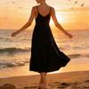 Sleeveless Spaghetti Strap Midi Dress for Women Loose Fit Flowy Sundress Summer Casual Solid A Line Long Dress