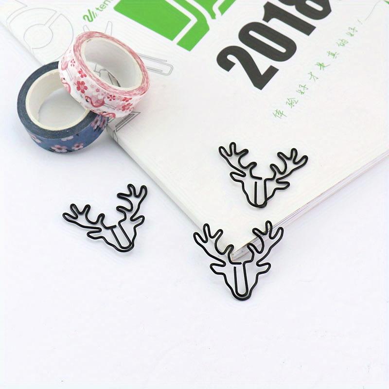 20 Pcs/box Deer Head Paper Clip Cute Stationery Creative Bookmark Box Paper Clip Paper Holder