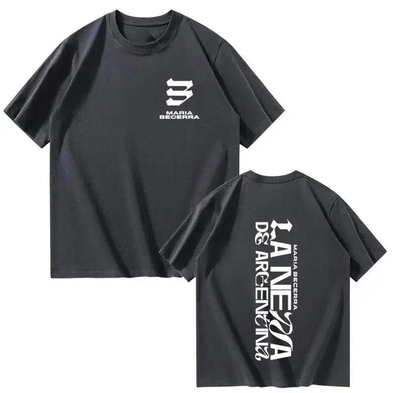 Harajuku Aesthetic Fashion Tops Singer Maria Becerra La Nena Lettered Shortsleeved Printed Cotton Casual Loose Tshirt Men Women