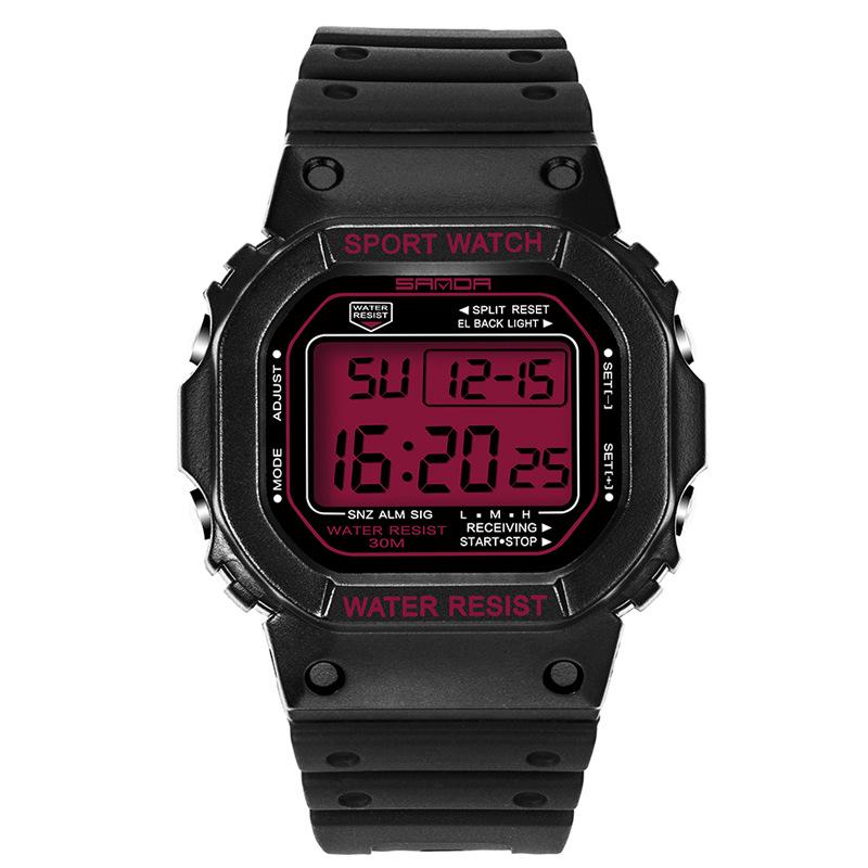 Sanda Square Multifunctional Waterproof Luminous Sports Watch for Men & Women - Fashionable Student Wristwatch